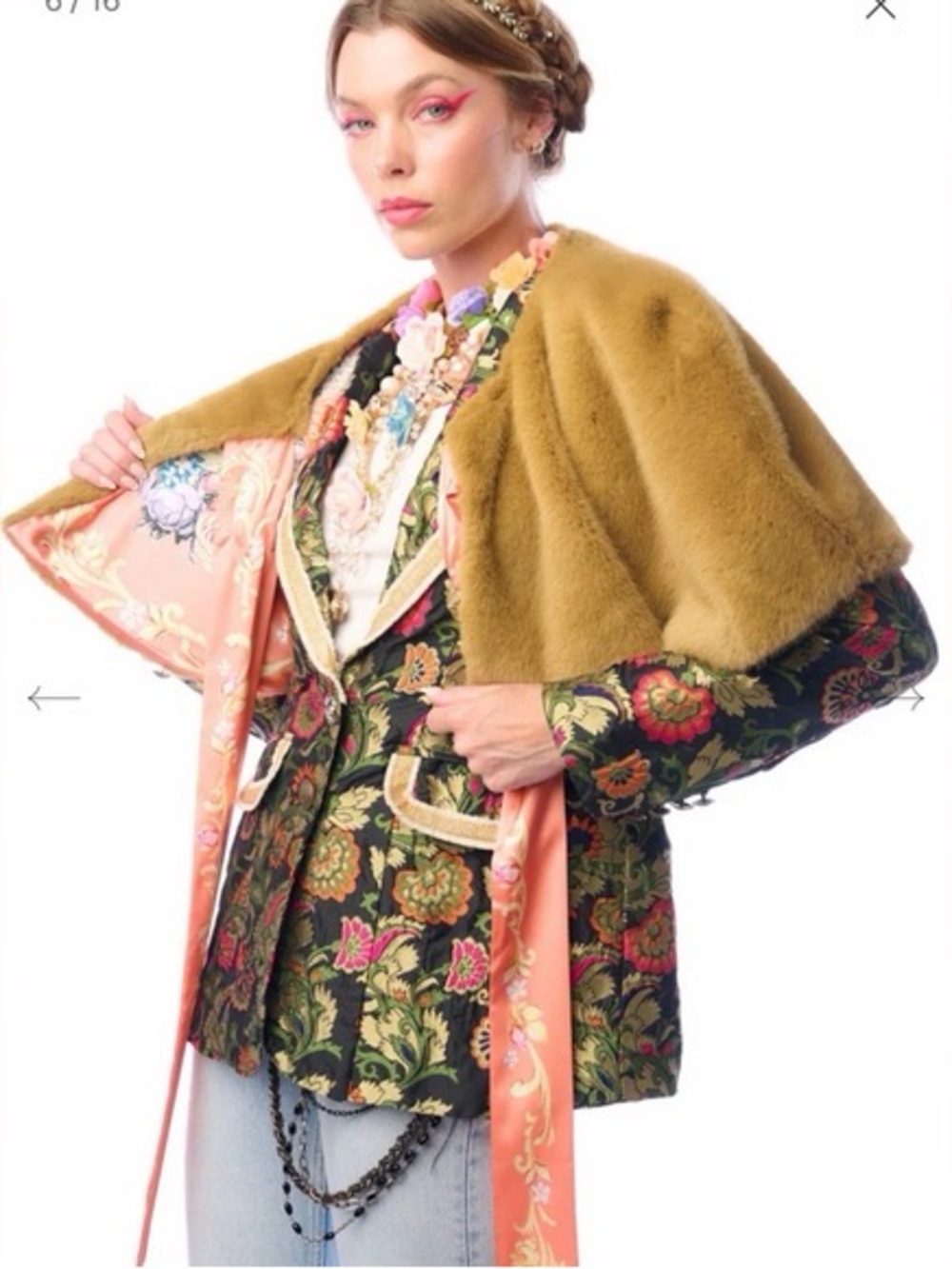 NWT Aratta Faux Fur Cape Shoulder Shrug Reversible